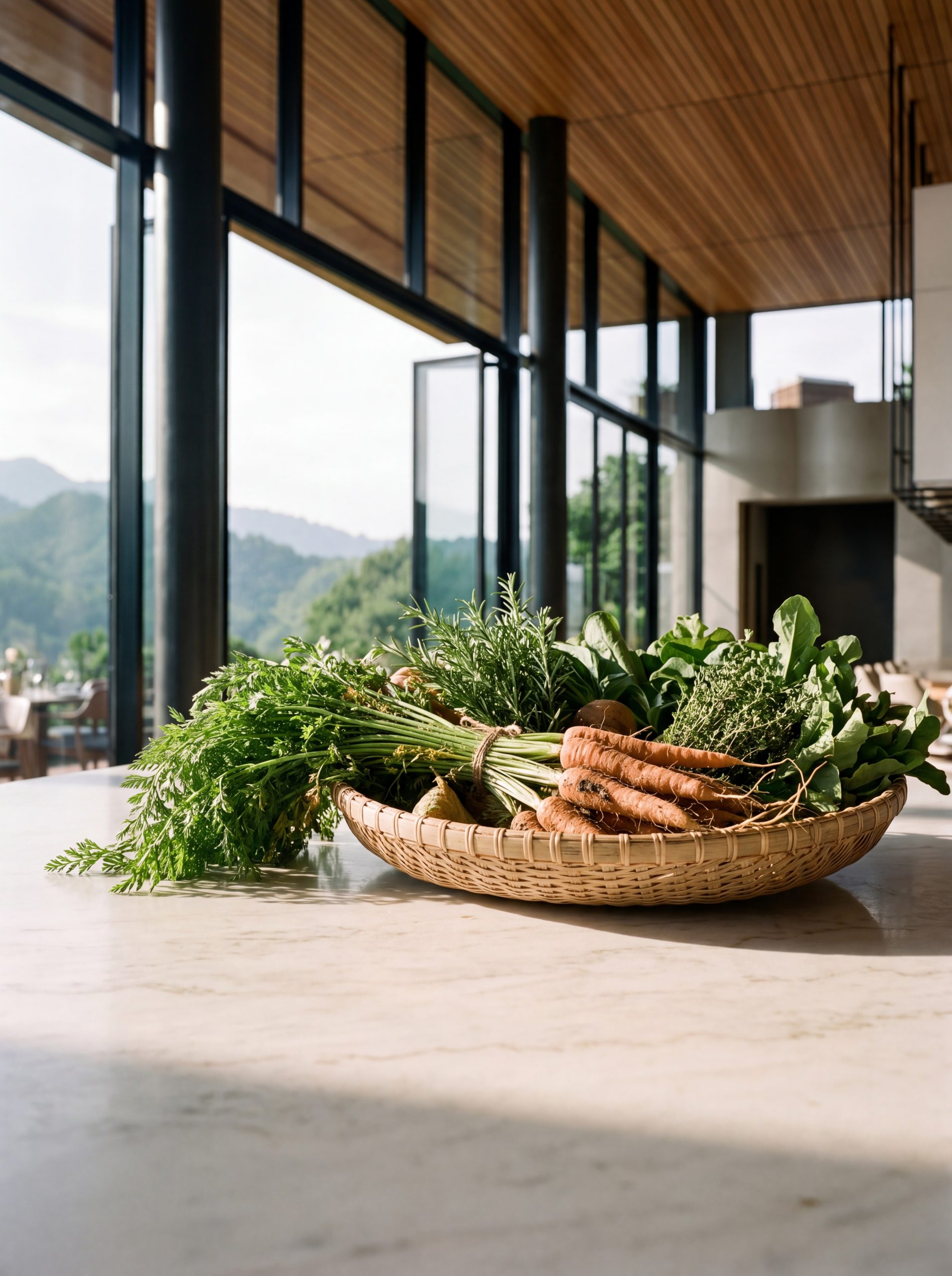 Organic produce from the estate's mountain farms