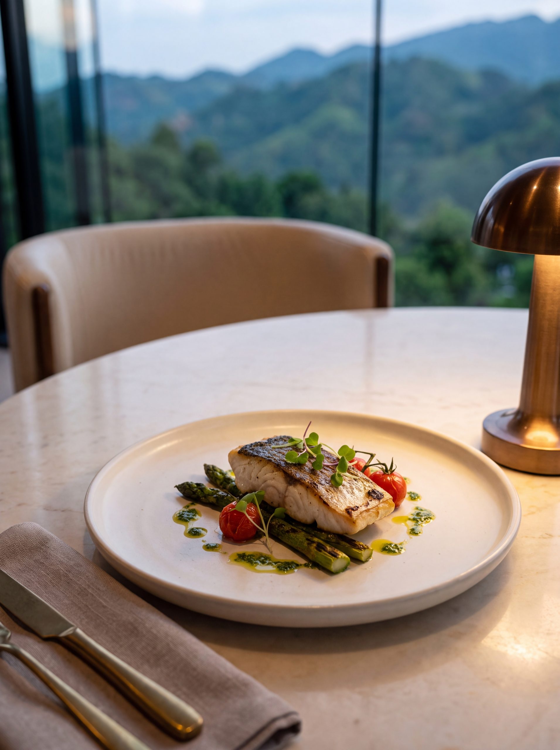 Plated fish course